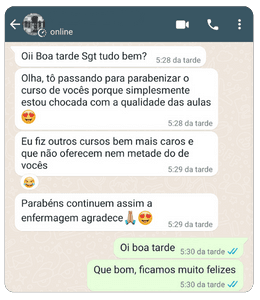 Aluna elogia a qualidade das aulas do curso