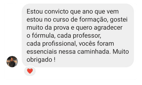 Aluno agradece aos professores do Fórmula Enfermagem