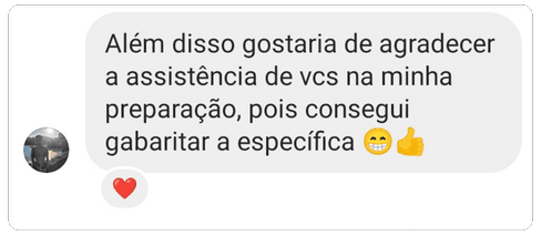 Aluna relata que gabaritou a prova específica